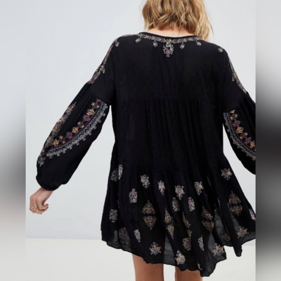 Free People Arianna Embroidered Tunic Boho Tunic Top Mini Dress Oversized XS S M - Picture 3 of 9